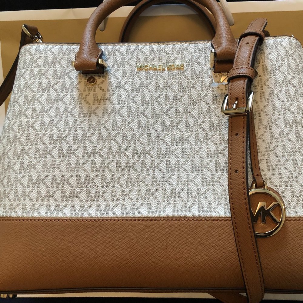 Michael Kors Savannah Large Satchel Vanilla/Acorn
